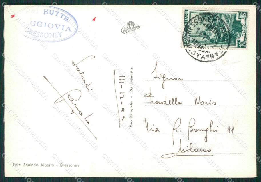Aosta Gressoney Saint Jean Nevicata PIEGHINE Foto FG cartolina KB1755 – retro