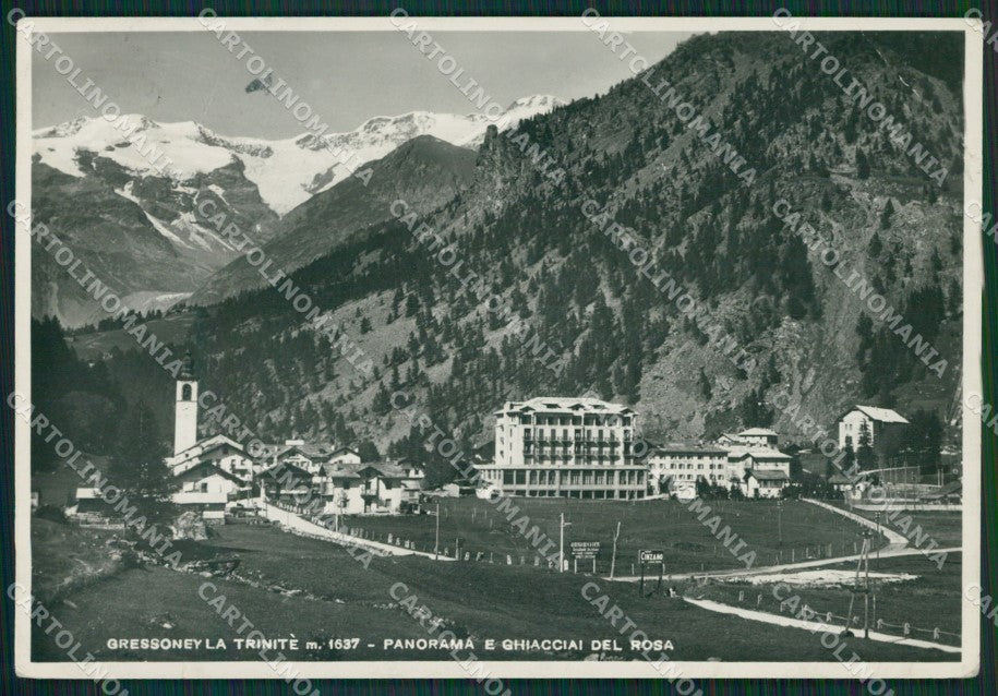 Aosta Gressoney la Trinitè Ghiacciai Monte Rosa PIEGA Foto FG cartolina KB1761 – fronte