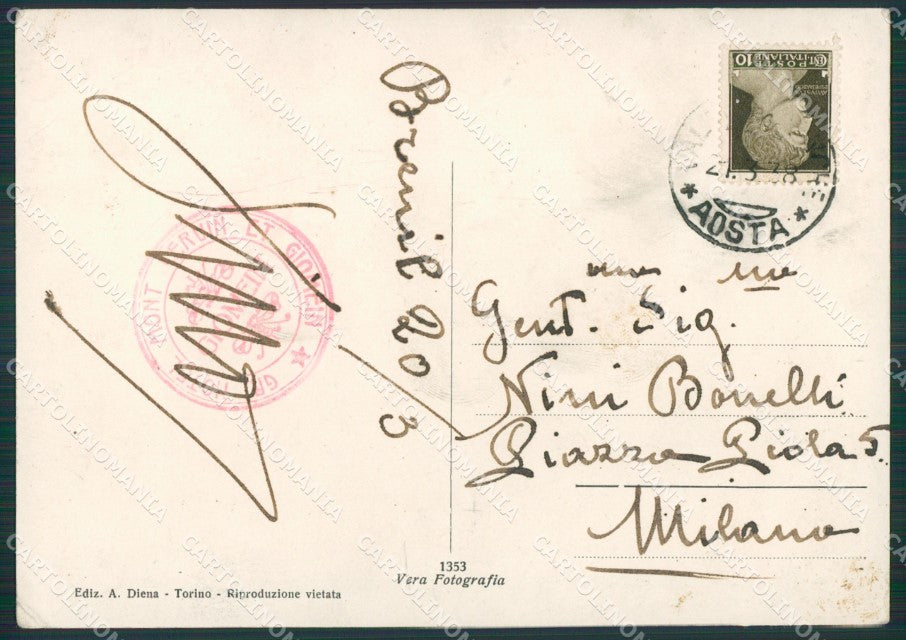 Aosta Conca del Breuil Cervino PIEGHE Foto FG cartolina KB1764 – retro