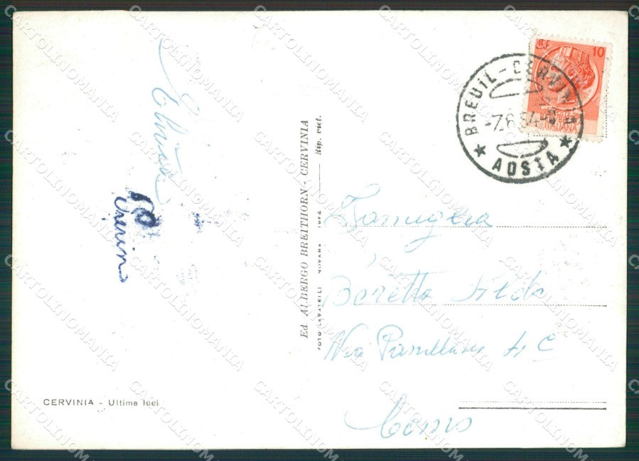 Aosta Valtournenche Cervinia Cervino Foto FG cartolina KB1773 – retro