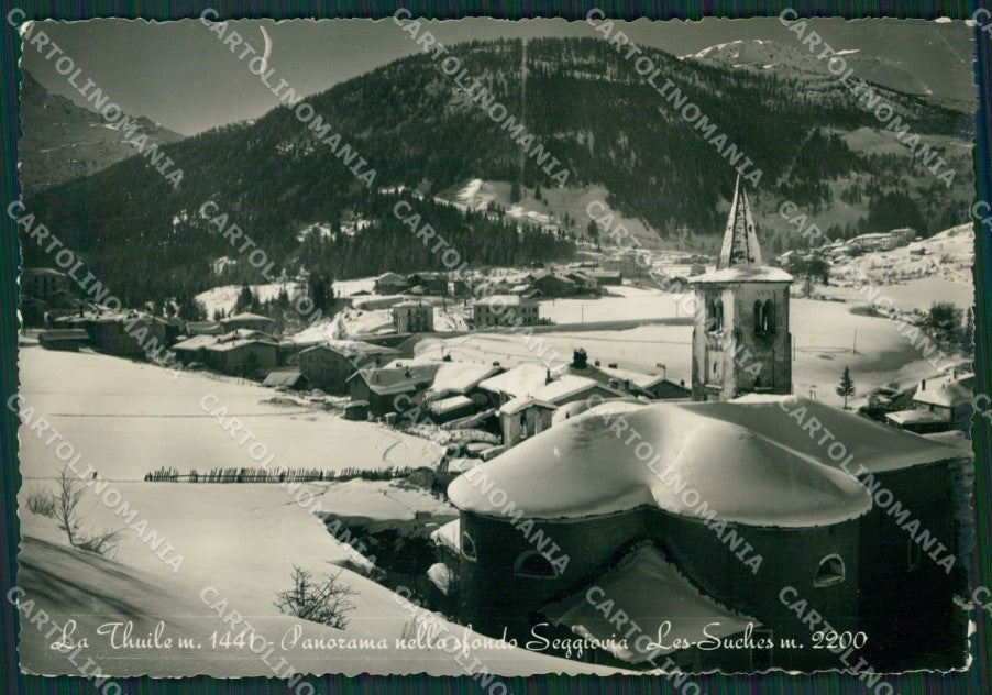 Aosta La Thuile Nevicata PIEGHINA ABRASA Foto FG cartolina KB1775 – fronte