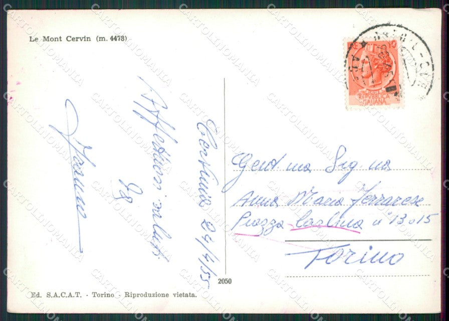 Aosta Valtournenche Cervino PIEGA Foto FG cartolina KB1776 – retro