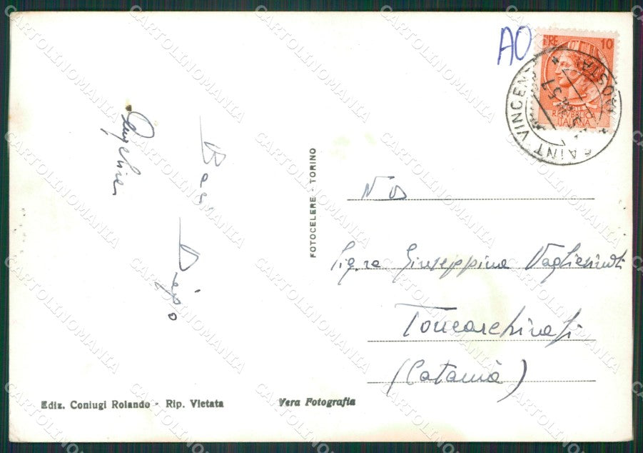 Aosta Saint Vincent ABRASA PIEGHINA FORI Foto FG cartolina KB1784 – retro