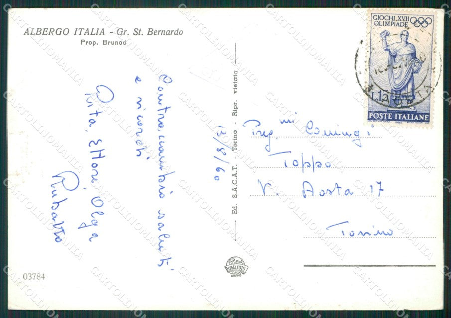 Aosta Gran San Bernardo Nevicata Foto FG cartolina KB1790 – retro