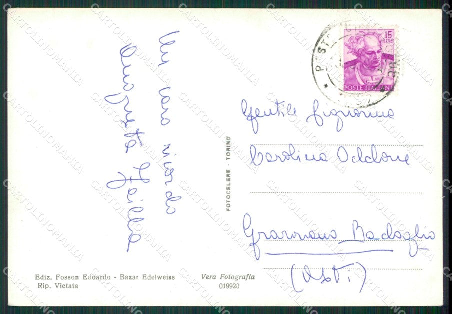 Aosta Ayas Champoluc Monte Rosa PIEGHINA Foto FG cartolina KB1800 – retro