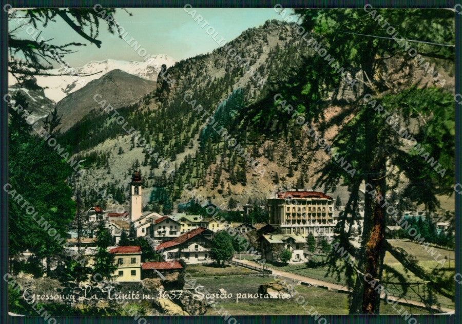 Aosta Gressoney la Trinitè PIEGA Foto FG cartolina KB1803 – fronte