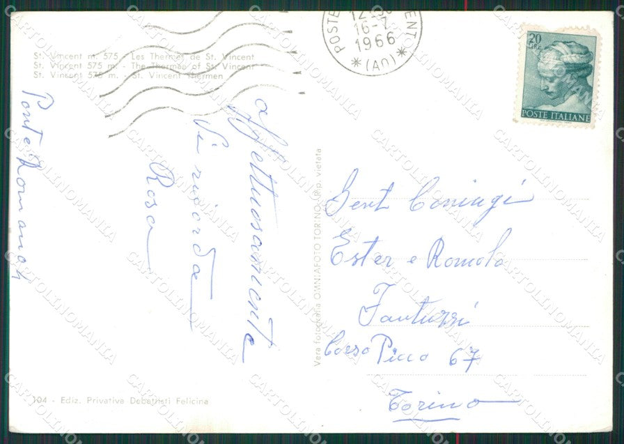 Aosta Saint Vincent Terme di Foto FG cartolina KB1805 – retro