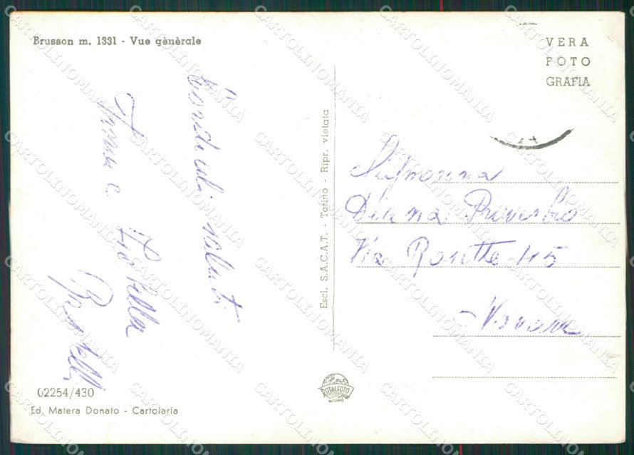 Aosta Brusson PIEGHINA Foto FG cartolina KB1807 – retro