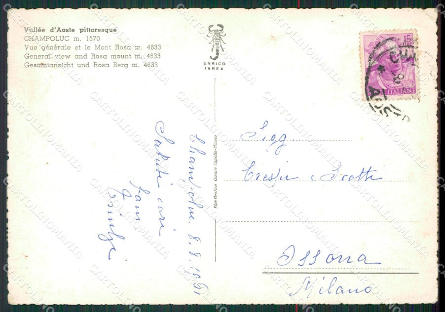 Aosta Ayas Champoluc Monte Rosa PIEGHINE Foto FG cartolina KB1809 – retro
