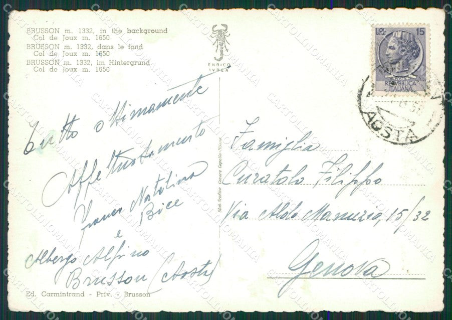 Aosta Brusson PIEGHINE Foto FG cartolina KB1812 – retro