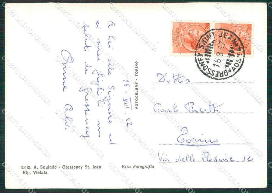 Aosta Gressoney Saint Jean Monte Rosa PIEGA Foto FG cartolina KB1843 – retro