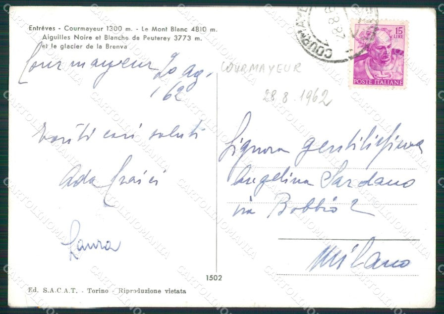 Aosta Courmayeur Entrèves Ghiacciaio Brenva Foto FG cartolina KB1856 – retro