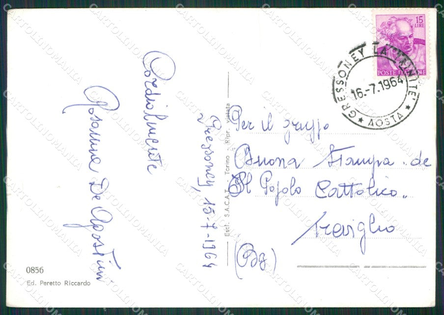 Aosta Gressoney la Trinitè Foto FG cartolina KB1859 – retro