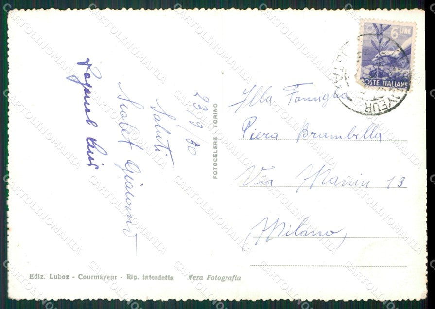 Aosta Courmayeur Ghiacciai Monte Bianco PIEGHINA Foto FG cartolina KB1864 – retro