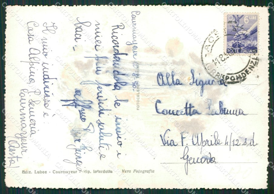Aosta Courmayeur Villair COLLA PIEGA Foto FG cartolina KB1875 – retro
