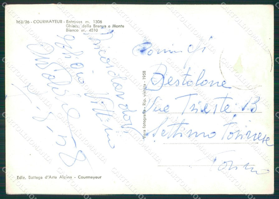 Aosta Courmayeur Entrèves Foto FG cartolina KB1876 – retro
