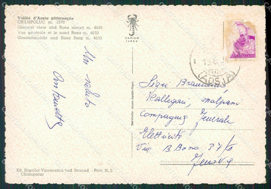 Aosta Ayas Champoluc FG cartolina KB1896 – retro