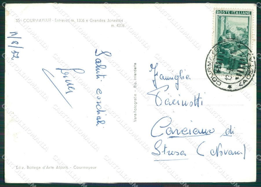 Aosta Courmayeur Entrèves Foto FG cartolina KB1906 – retro