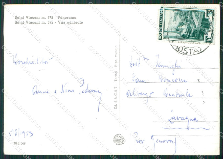 Aosta Saint Vincent Foto FG cartolina KB1907 – retro