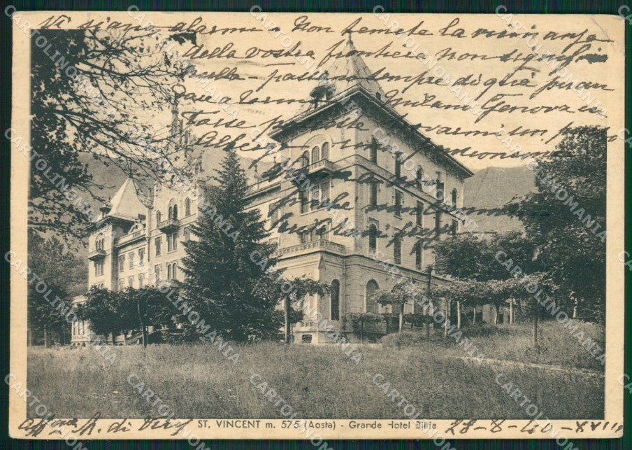 Aosta Saint Vincent PIEGHINA FG cartolina KB1909 – fronte