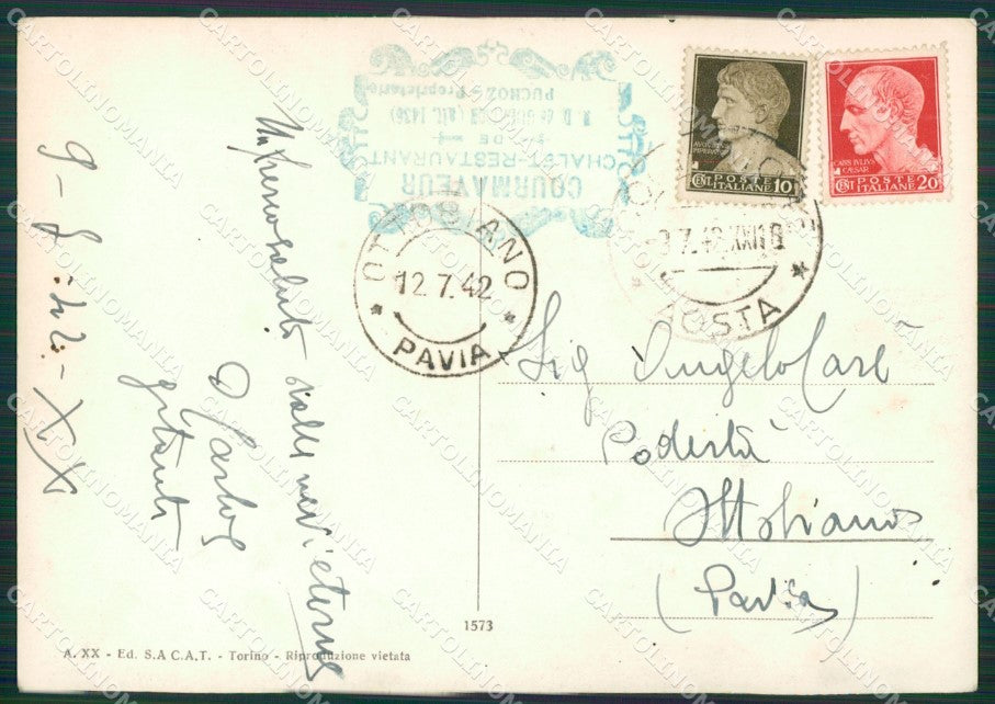 Aosta Courmayeur Ghiacciaio Brenva Monte Bianco PIEGA Foto FG cartolina KB1910 – retro