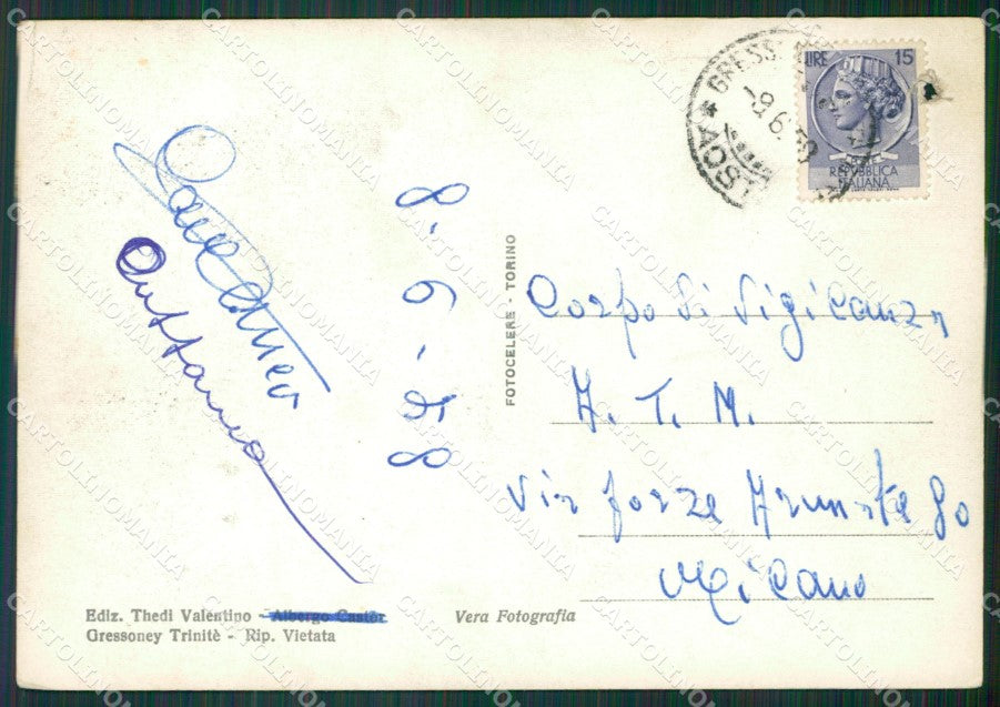 Aosta Gressoney la Trinitè FORO PIEGHINA Foto FG cartolina KB1933 – retro