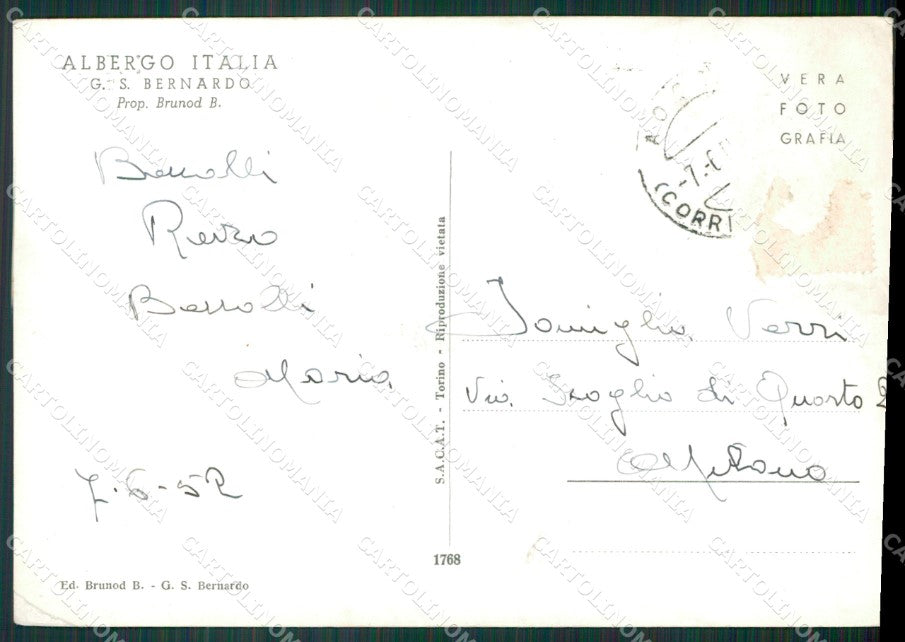 Aosta Gran San Bernardo ospizio Cane PIEGHINA Foto FG cartolina KB1934 – retro