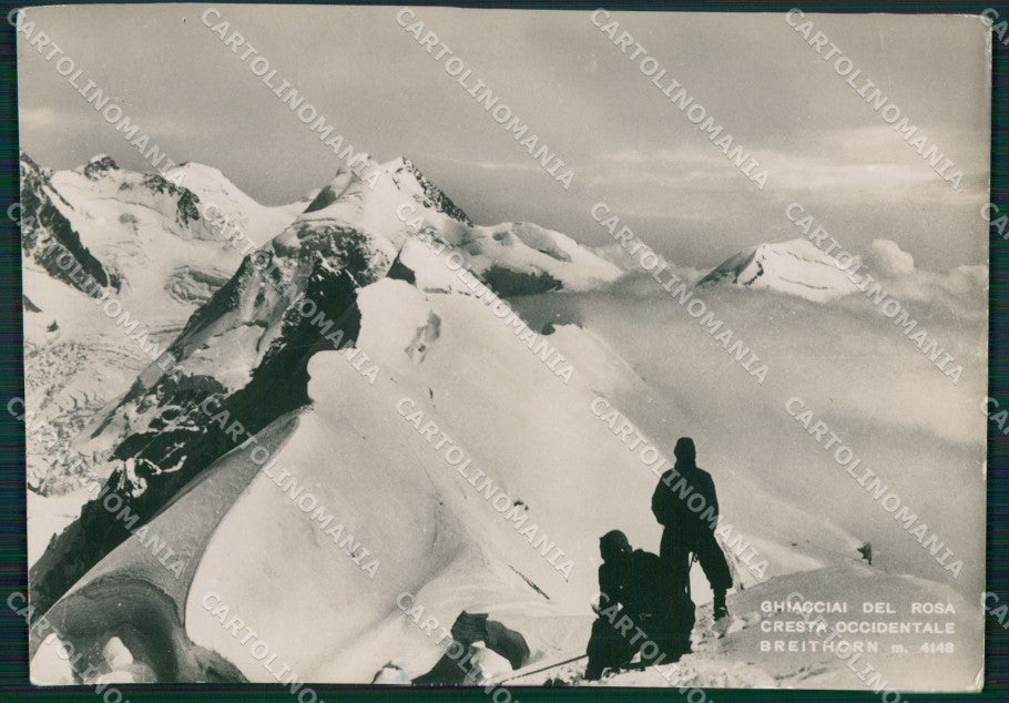 Aosta Ghiacciai del Rosa Nevicata Alpinismo PIEGA Foto FG cartolina KB1944 – fronte
