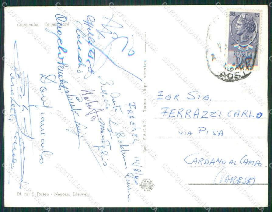 Aosta Ayas Champoluc Nevicata Foto FG cartolina KB1949 – retro