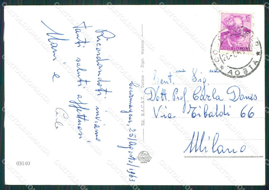 Aosta Courmayeur PIEGA Foto FG cartolina KB1958 – retro