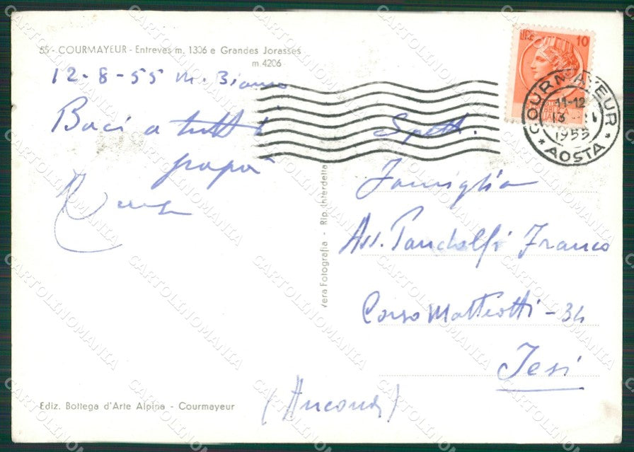 Aosta Courmayeur Entrèves Foto FG cartolina KB1959 – retro