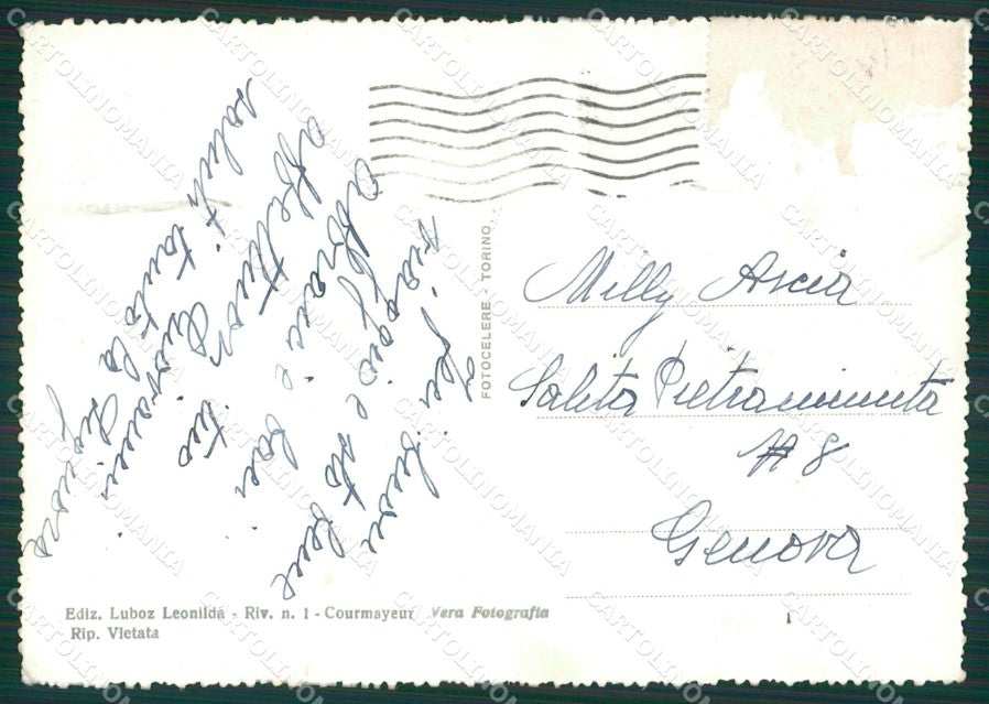 Aosta Courmayeur La Saxe Catena Monte Bianco ABRASA Foto FG cartolina KB1966 – retro