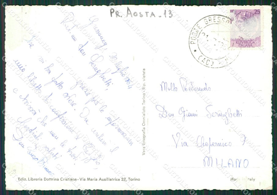 Aosta Gressoney Saint Jean ABRASA Foto FG cartolina KB1969 – retro