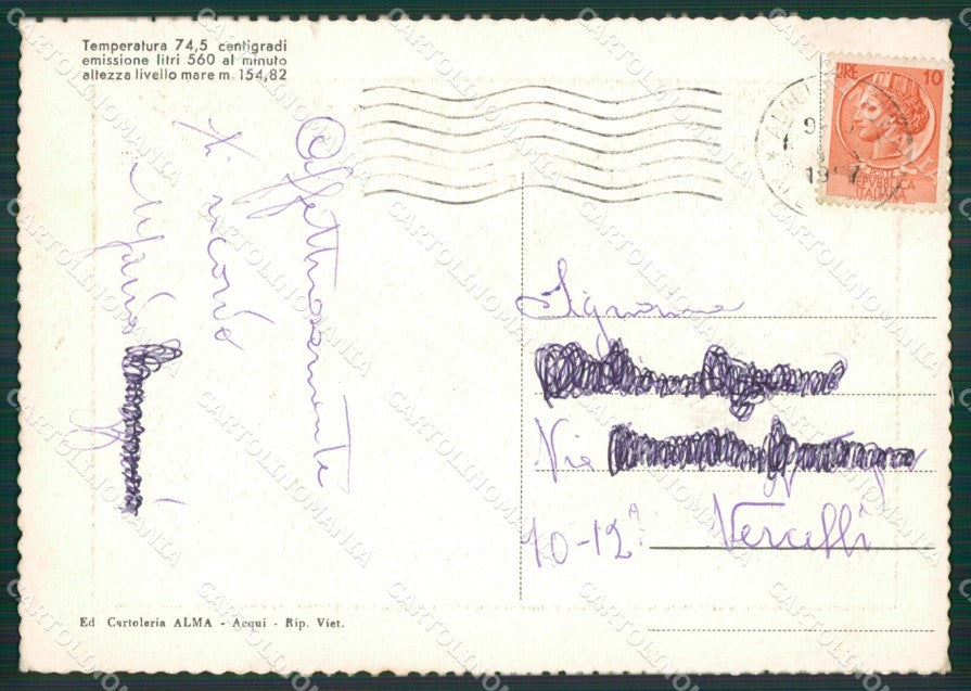 Alessandria Acqui Terme FG cartolina KB1981 – retro