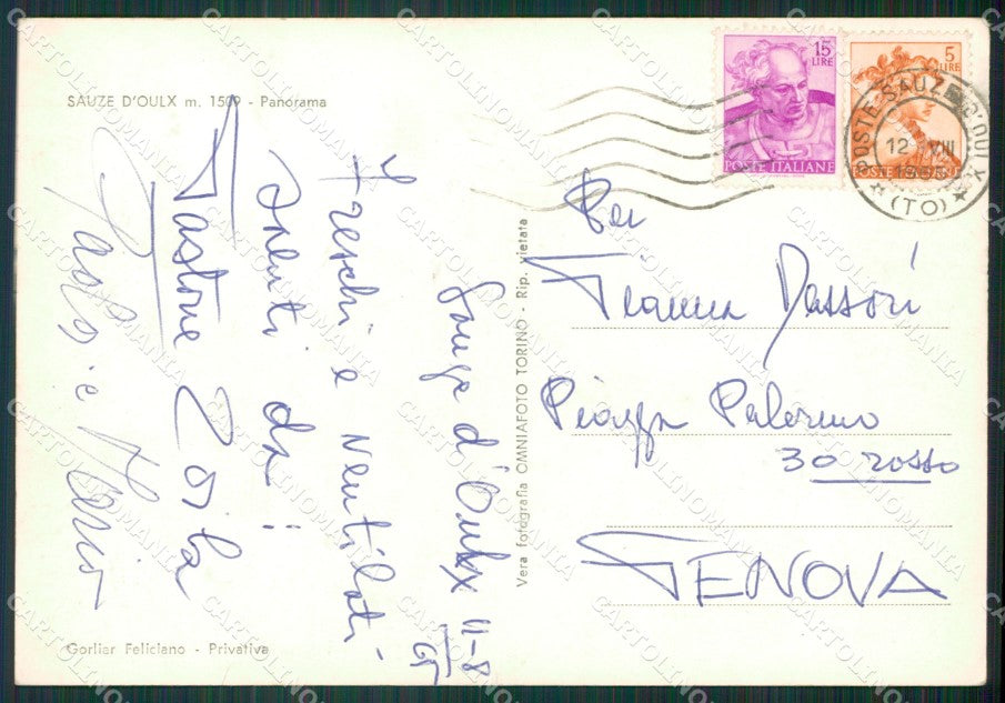 Torino Sauze D'Oulx Foto FG cartolina KB1986 – retro