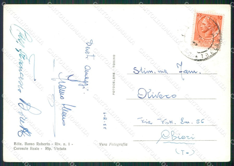 Torino Ceresole Reale Gruppo Levanne Foto FG cartolina KB1988 – retro