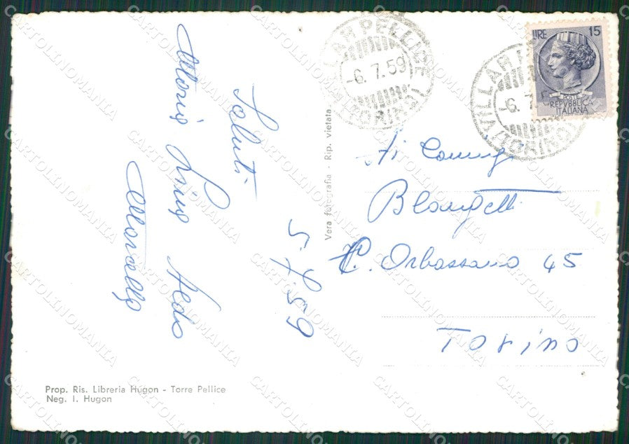 Torino Ceresole Reale Rifugio Jervis FORO Foto FG cartolina KB1990 – retro