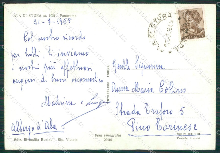 Torino Ala di Stura PIEGHINE Foto FG cartolina KB2013 – retro
