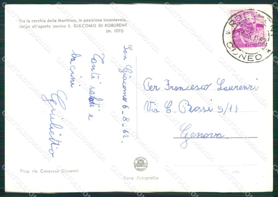 Cuneo Roburent San Giacomo di Foto FG cartolina KB2015 – retro