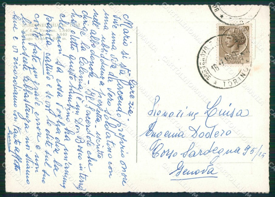 Torino Bardonecchia Lago Verde FG cartolina KB2033 – retro