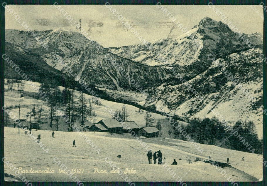 Torino Bardonecchia Nevicata Sci PIEGHE MACCHIE FG cartolina KB2047 – fronte