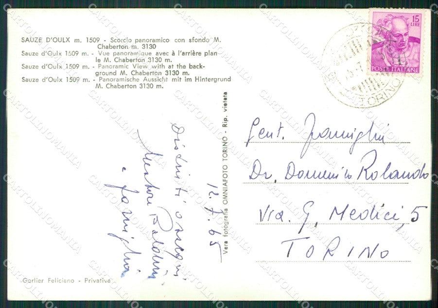 Torino Sauze D'Oulx Foto FG cartolina KB2051 – retro
