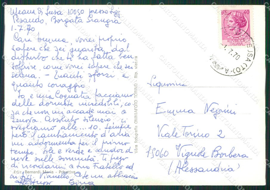 Torino Meana di Susa Foto FG cartolina KB2052 – retro