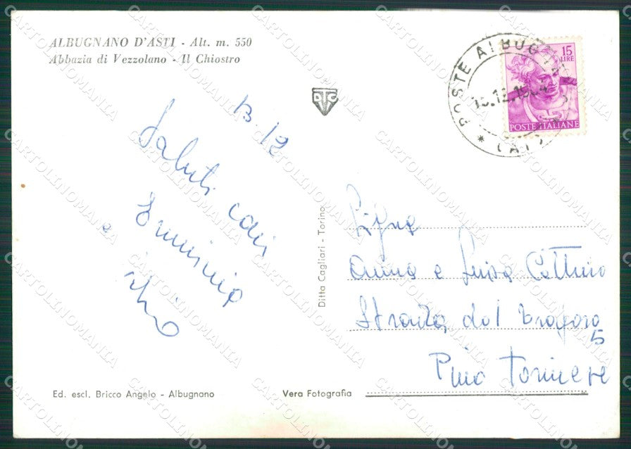 Asti Albugnano di Abazzia Foto FG cartolina KB2061 – retro