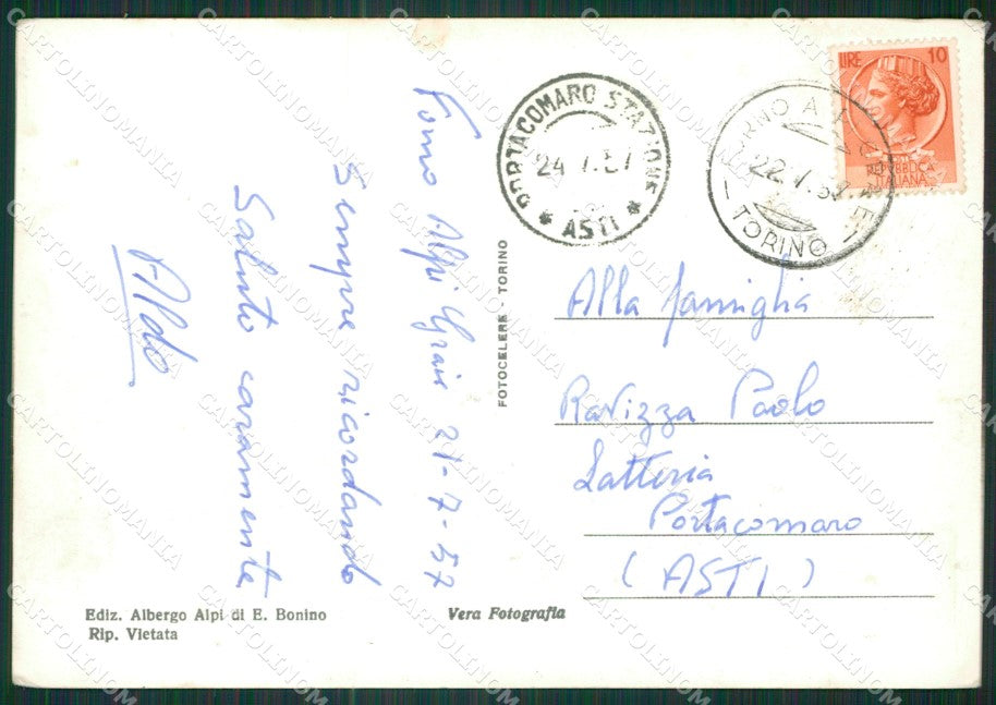 Torino Groscavallo Forno Alpi Graie PIEGHINA Foto FG cartolina KB2116 – retro