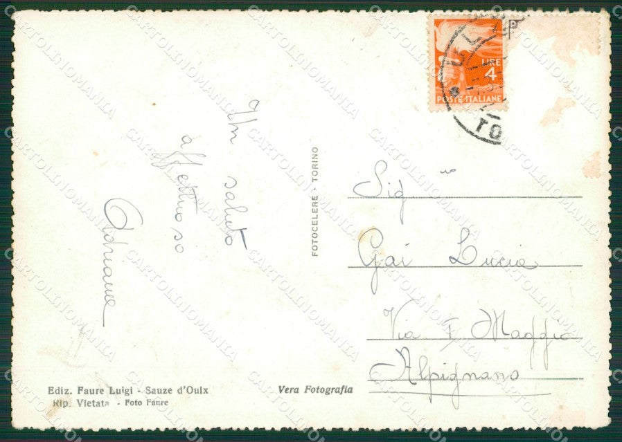 Torino Sauze D'Oulx Sportinia Seggiovia ABRASA PIEGHE Foto FG cartolina KB2136 – retro