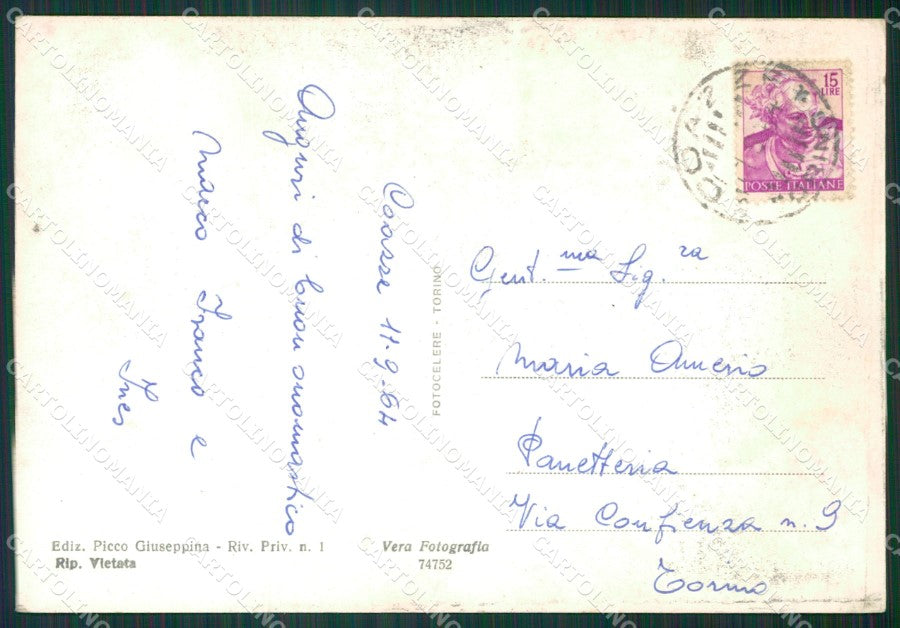 Torino Coazze ABRASA Foto FG cartolina KB2139 – retro