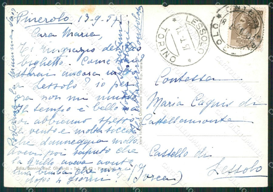 Torino Pinerolo San Maurizio STRAPPINO Foto FG cartolina KB2165 – retro