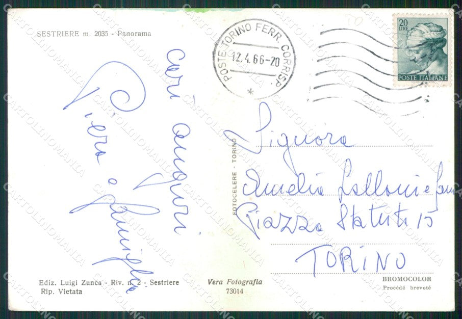 Torino Sestriere Nevicata Auto Foto FG cartolina KB2175 – retro