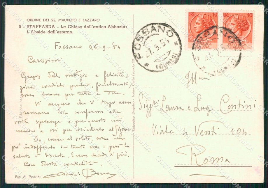 Cuneo Revello Staffarda PIEGA FG cartolina KB2195 – retro
